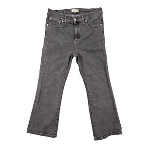 Madewell Cali Demi-Boot Jeans‎ Womens 32 Faded Black High Rise Crop Flare